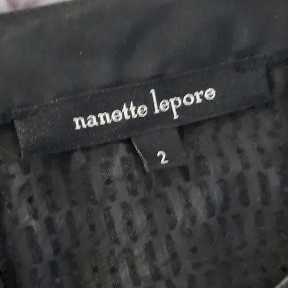 Nanette Lepore Black Leather Silk Cut Outs Long Sleeve Zipper Sheath Dress Size2 - Picture 5 of 7